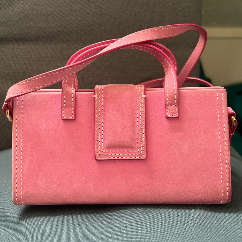 Jacquemus Le Bambino satchel in pink suede - Picture 7 of 7